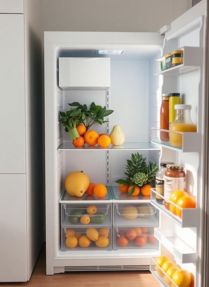Open refrigerator interior
